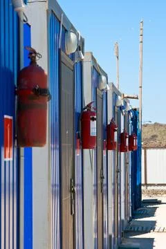 Fire environment - fire extinguishers ready Stock Photos