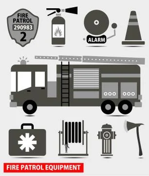 FIRE EQUIPMENT flat icon Stock Illustration