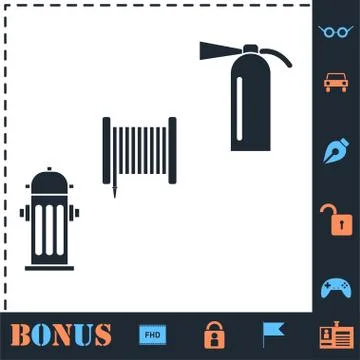 Fire equipment icon flat Stock Illustration