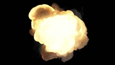 Fire eruption with smoke on a black background. View from above. Stock Footage 171645913