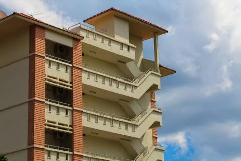 Fire escape on the backside of hotel Stock Photos