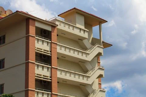 Fire escape on the backside of hotel Stock Photos