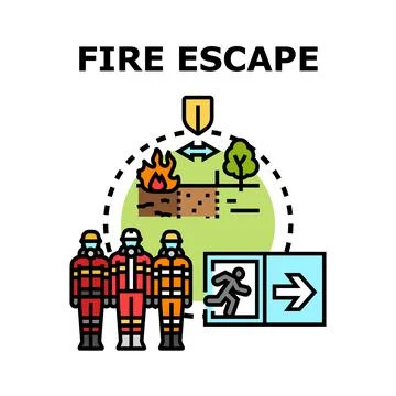 Fire escape emergency safety plan prevention procedure Stock Illustration