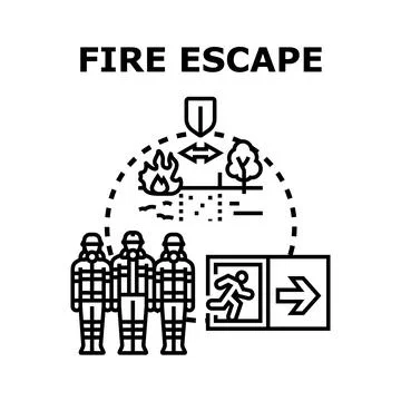 Fire escape emergency safety plan prevention procedure Stock Illustration