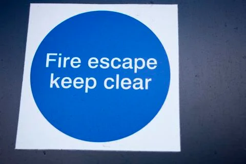 Fire Escape keep clear sign Stock Photos