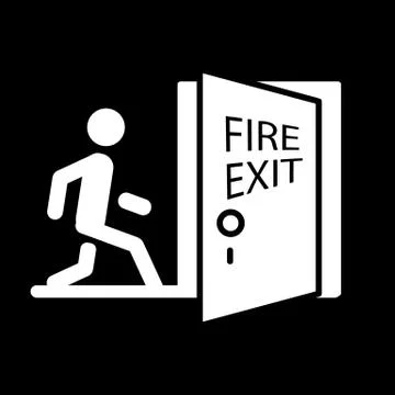 Fire escape, man solid icon. vector illustration isolated on black. glyph style 스톡 일러스트