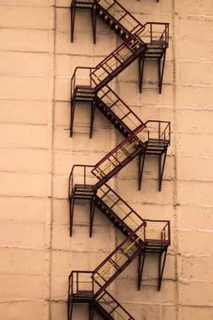 A fire escape on the old building Stock Photos