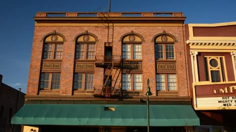 Fire Escape on a red bricked building in California Stock Footage 46257113