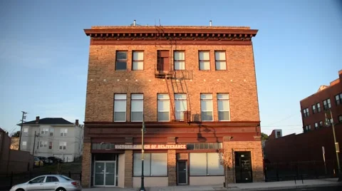 Fire Escape on a red bricked building in California Stock Footage 46257697