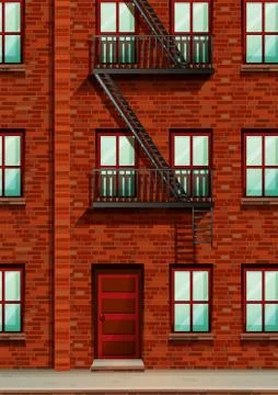 Fire escape on the side of apartment Stock Illustration
