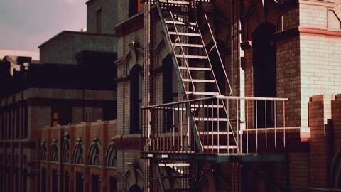 A fire escape on the side of a building Stock Illustration