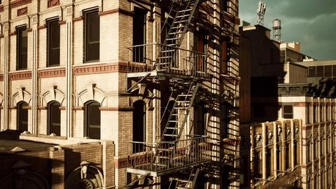 A fire escape on the side of a building Ilustración de archivo