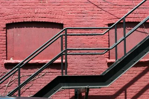 Fire escape on the side of a building Stock Photos