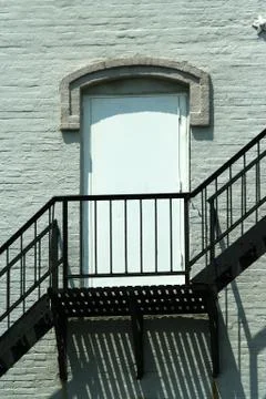 Fire escape on the side of a building Stock Photos