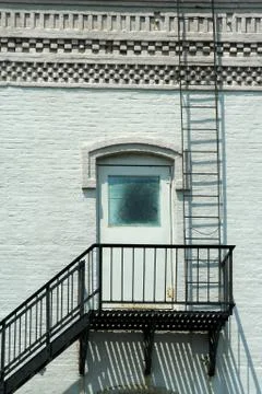 Fire escape on the side of a building Stock Photos
