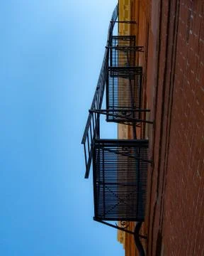 Fire escape on side of building Stock Photos