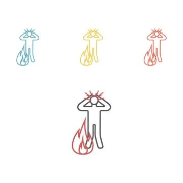 Fire evacuation vector sign. Burning man. Conflagration icon Stock Illustration