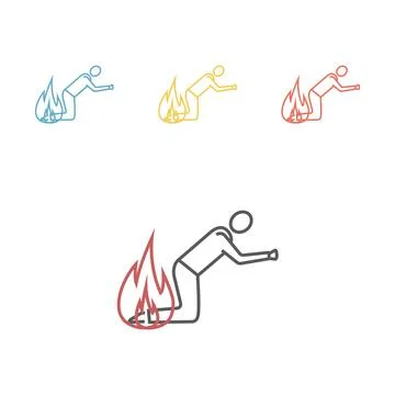 Fire evacuation vector sign. Burning man. Conflagration icon Stock Illustration