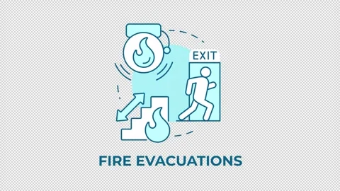 Fire evacuations blue concept icon animation Stock Footage 341022544