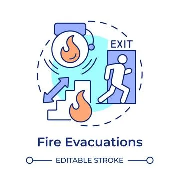 Fire evacuations multi color concept icon Stock Illustration