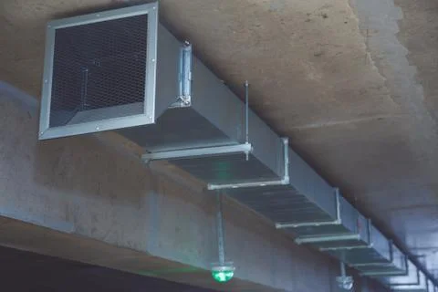 Fire exhauster in a multi-level parking building Stock Photos