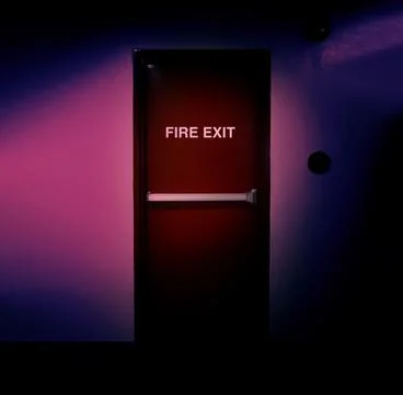 Fire exit door. Fire exit emergency door red color metal material Stock Photos