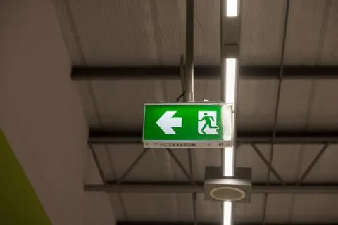 Fire exit light sign (fire) Foto stock