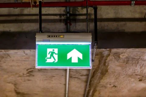 Fire exit light sign Stock Photos