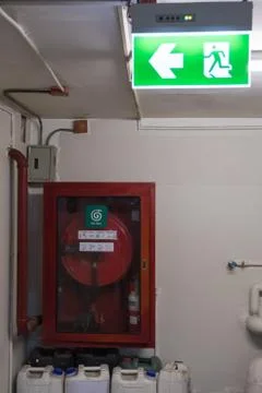 Fire exit light sign. Stock Photos