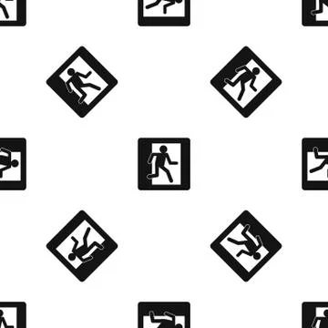 Fire exit sign pattern seamless black イラスト素材