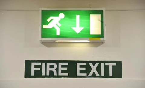  fire exit sign Stock Photos