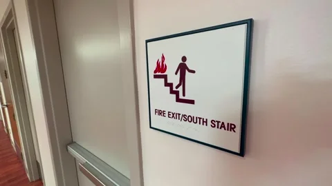 Fire Exit Sign - Use Stairs - Hospital Stock Footage 247799018