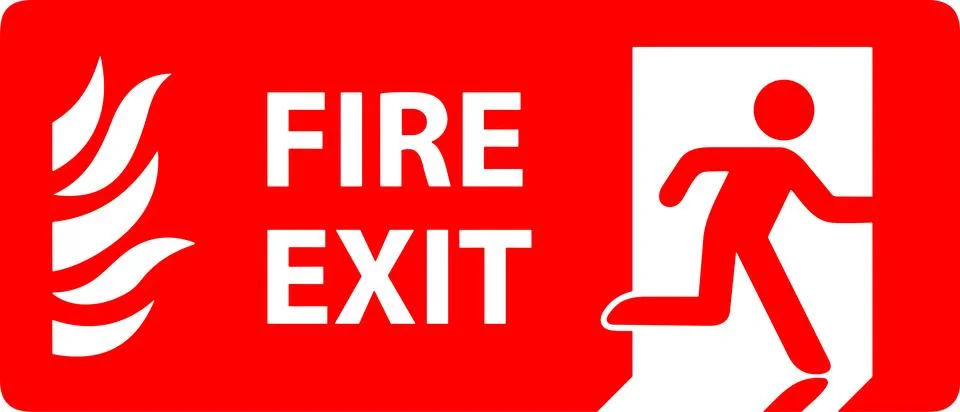 Fire exit sign vector | Emergency fire exit door, exit door Stock Illustration