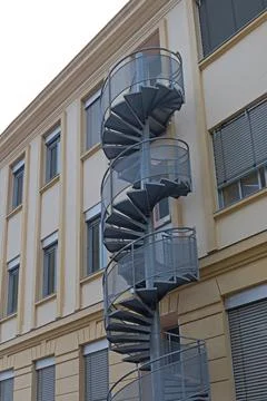 Fire Exit Spiral Stairs Stock Photos