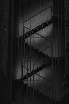 Fire exit stairs at night Stock Photos