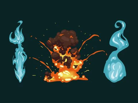 Fire explosion and water Stock Illustration