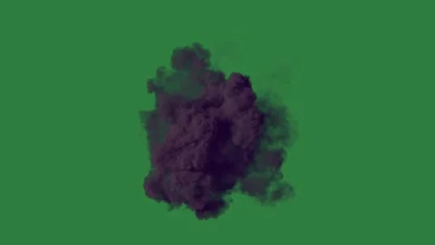 Fire on an explosion of black cloud smoke isolated on green screen background Video stock 336849608