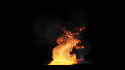 Fire Explosion Burst with Luma Matte on Black Background Stock Footage 346175451