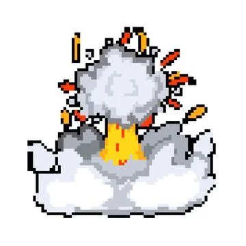 Fire explosion effect pixel art vector illustration Stock Illustration