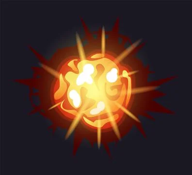 Fire explosion. Flame burst. Weapon boom effect. Bomb detonation. Destruction Stock Illustration
