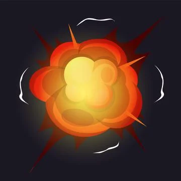 Fire explosion. Flame burst. Weapon boom effect. Bomb detonation. Destructi.. Stock Illustration