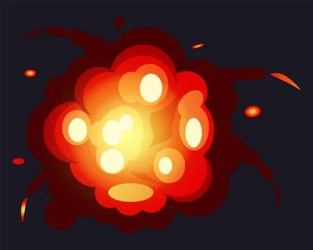 Fire explosion. Flame burst. Weapon boom effect. Bomb detonation. Destructi.. Stock Illustration