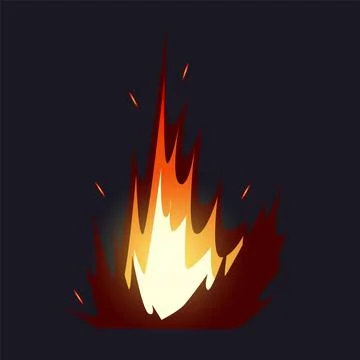 Fire explosion. Flame explode burst. Weapon boom effect with bright flash and Stock Illustration