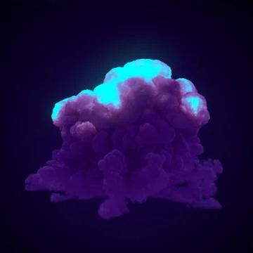 Fire explosion with great cloud of toxic violet smoke. 3d rendering illustration イラスト素材