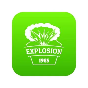 Fire explosion icon green vector Stock Illustration