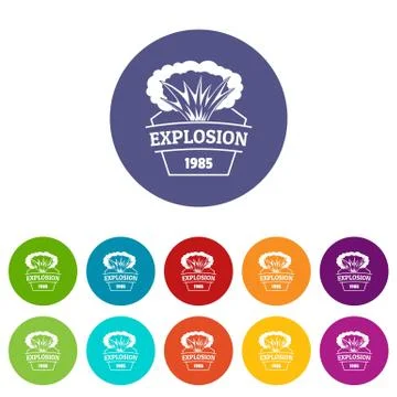 Fire explosion icons set vector color Stock Illustration