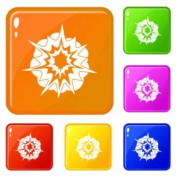 Fire explosion icons set vector color 스톡 일러스트
