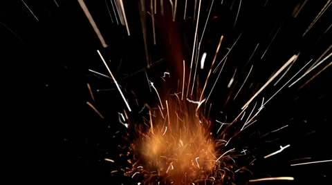 Fire explosion isolated on black background Stock Footage 36436910