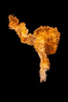 Fire explosion, isolated on black background Stock Photos