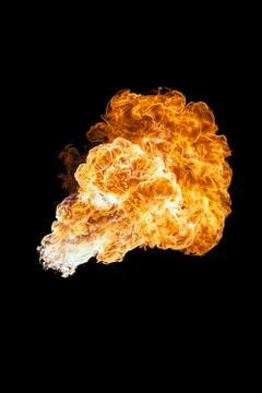 Fire explosion, isolated on black background Stock Photos